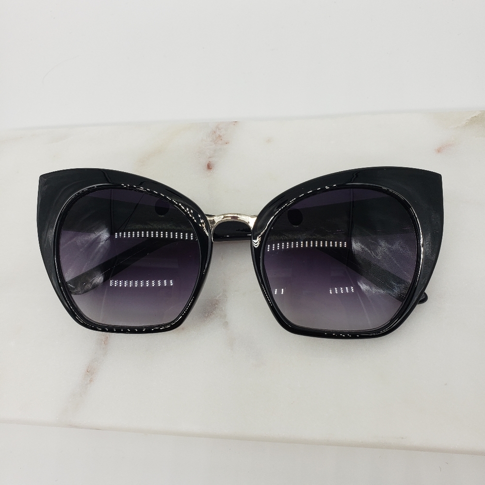 New Black Oversized Cateye Sunglasses - Picture 6 of 6